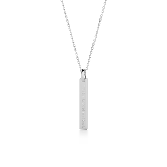 Rhodium Plated Long Rectangle Engravable Necklace