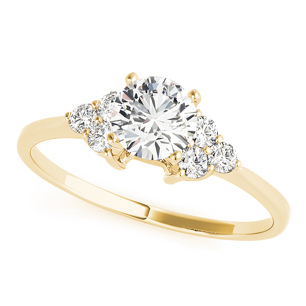 The Aurea | 1.02ct Lab-Grown Round Diamond Engagement Ring with Natural Diamond Accents in 14K Yellow Gold