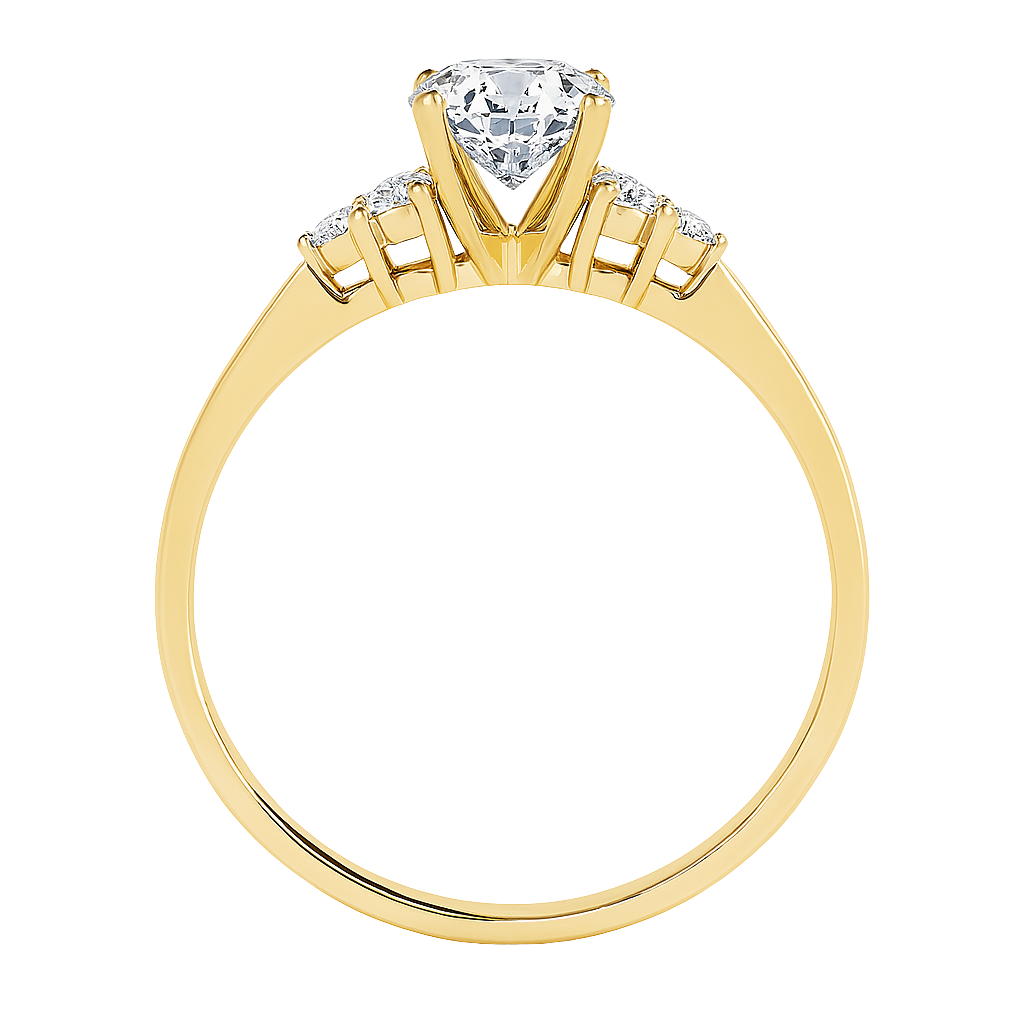 The Aurea | 1.02ct Lab-Grown Round Diamond Engagement Ring with Natural Diamond Accents in 14K Yellow Gold