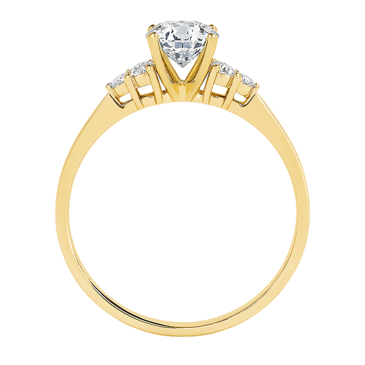 The Aurea | 1.02ct Lab-Grown Round Diamond Engagement Ring with Natural Diamond Accents in 14K Yellow Gold