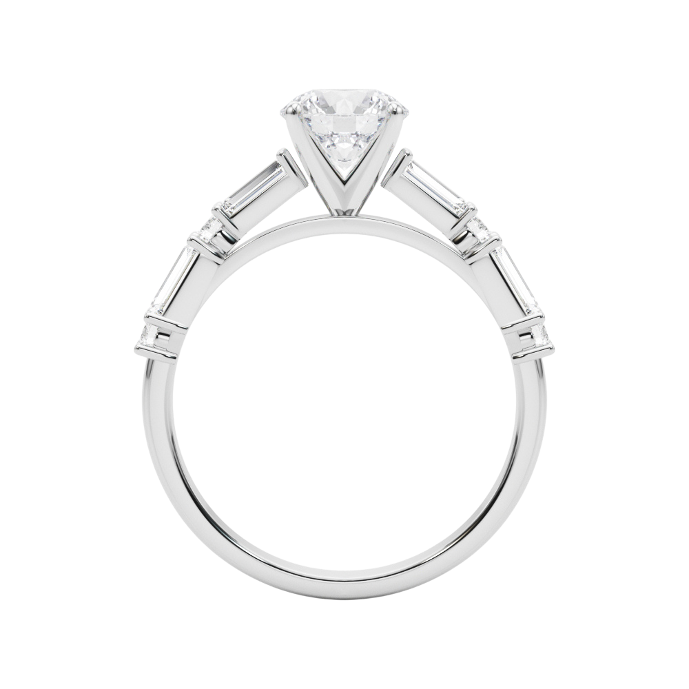 The Celine | 1.41ct Lab-Grown Diamond Engagement Ring with Mined Baguette & Round Accents in 14K White Gold