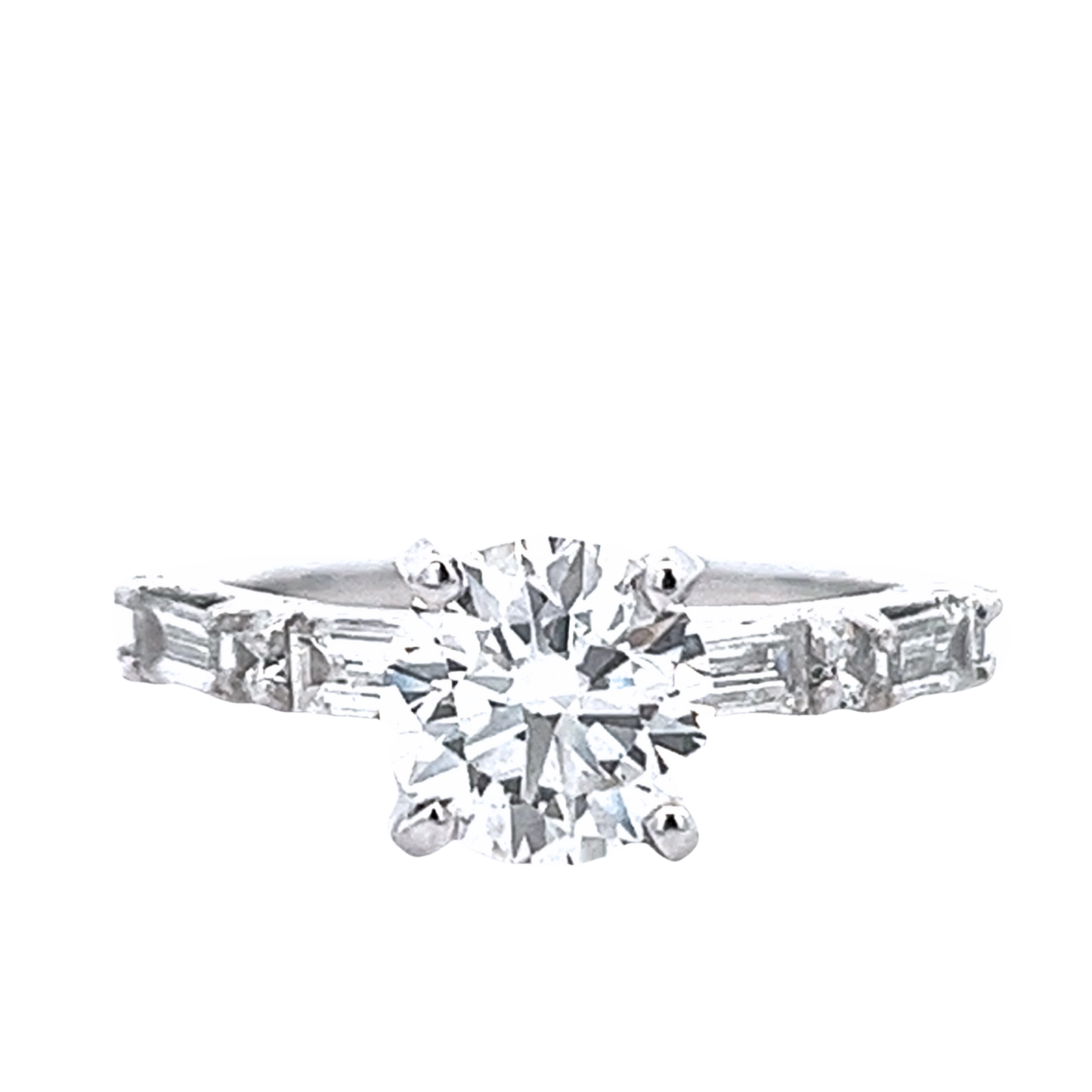 The Celine | 1.41ct Lab-Grown Diamond Engagement Ring with Mined Baguette & Round Accents in 14K White Gold