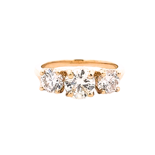 The Eloise | 0.90ct Lab-Grown Round Diamond Three-Stone Engagement Ring in 14K Yellow Gold with Matching Side Stones