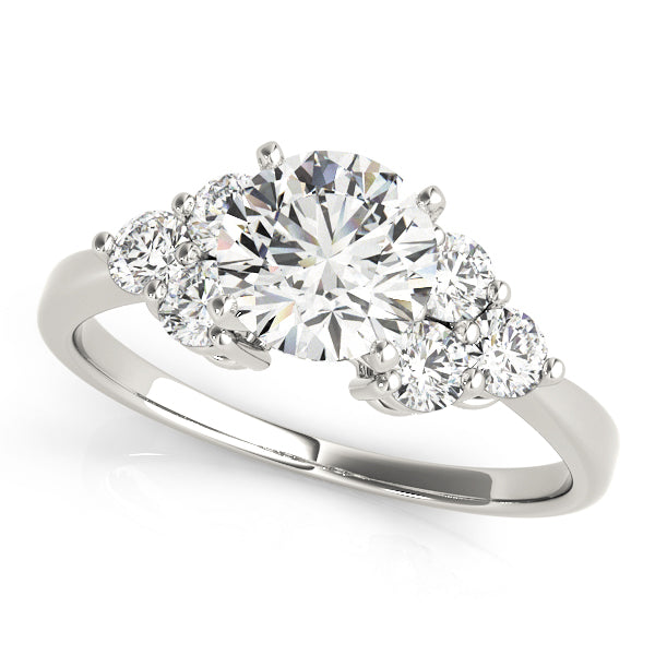 The Solene | 1.90ct Lab-Grown Round Diamond Engagement Ring with Mined Diamond Cluster Side Stones in 14K White Gold