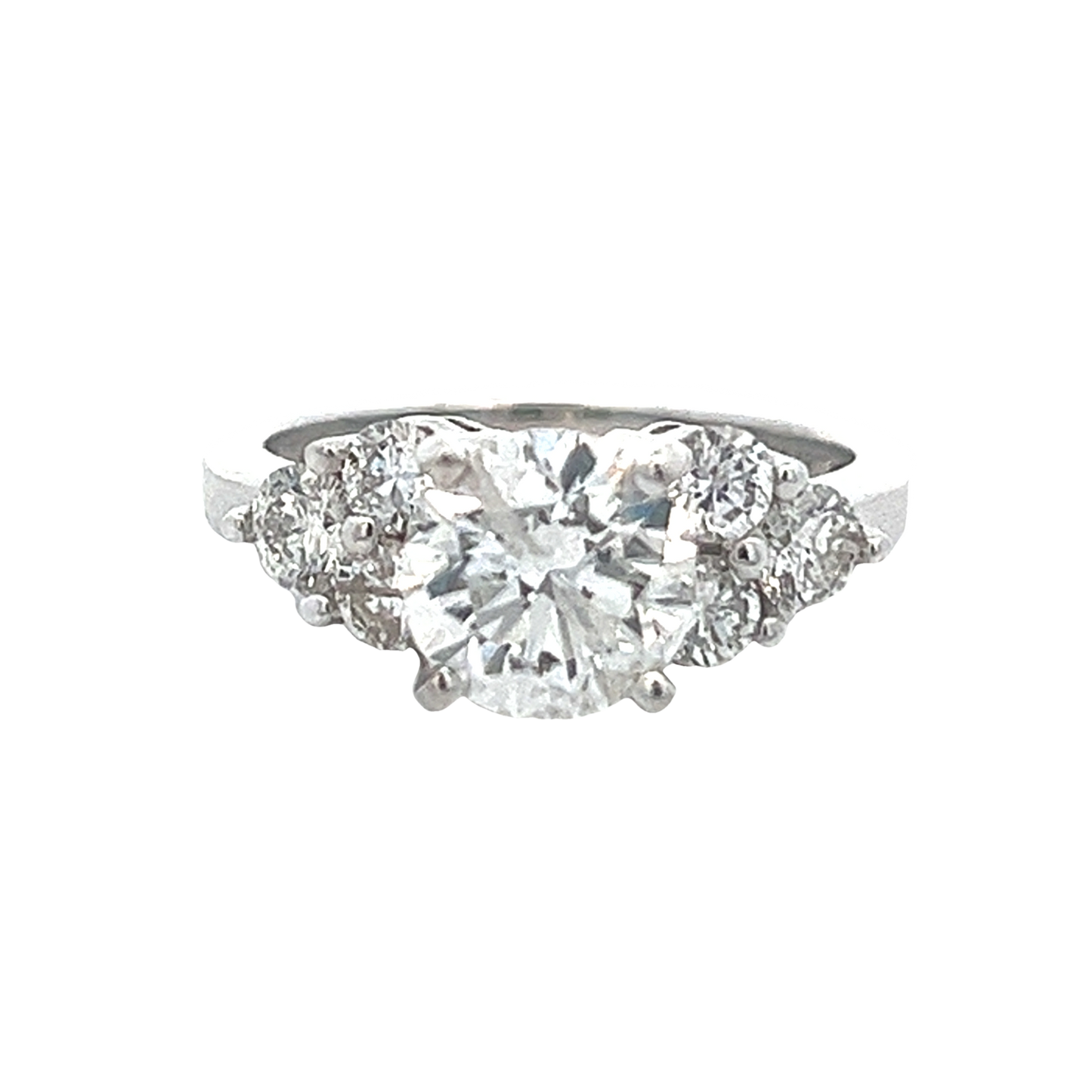 The Solene | 1.90ct Lab-Grown Round Diamond Engagement Ring with Mined Diamond Cluster Side Stones in 14K White Gold