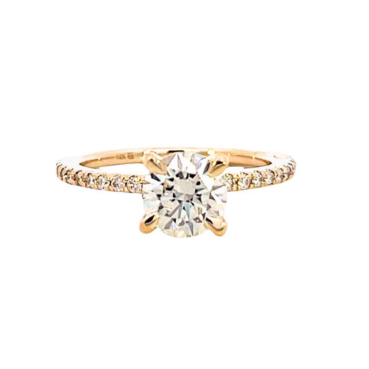 The Vienne | 1.23ct Lab-Grown Round Diamond Engagement Ring with Natural Diamond Accents in 14K Yellow Gold