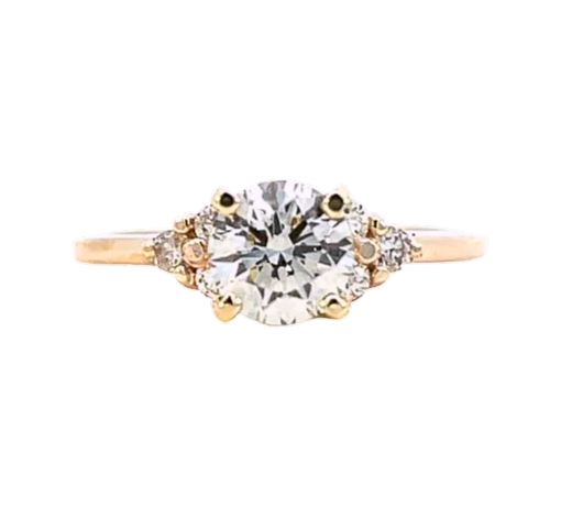 The Aurea | 1.02ct Lab-Grown Round Diamond Engagement Ring with Natural Diamond Accents in 14K Yellow Gold