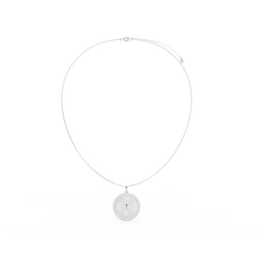 Rhodium Plated Personal Story Medallion Necklace – Lucky Symbol & Engravable