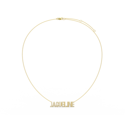 Signature pavé block name necklace