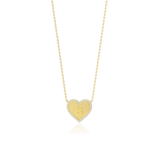 18k Gold Plated Heart Initial Necklace