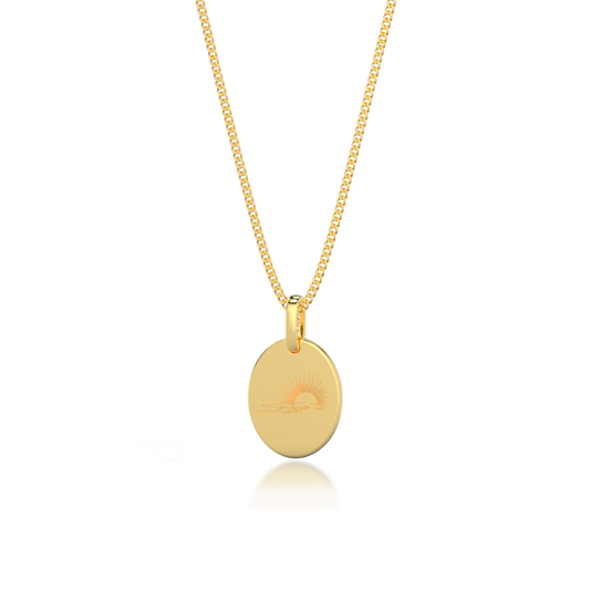 18K Gold Plated Oval Engravable Necklace
