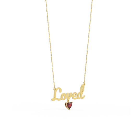 18k Gold Plated Heart Birthstone Name Necklace