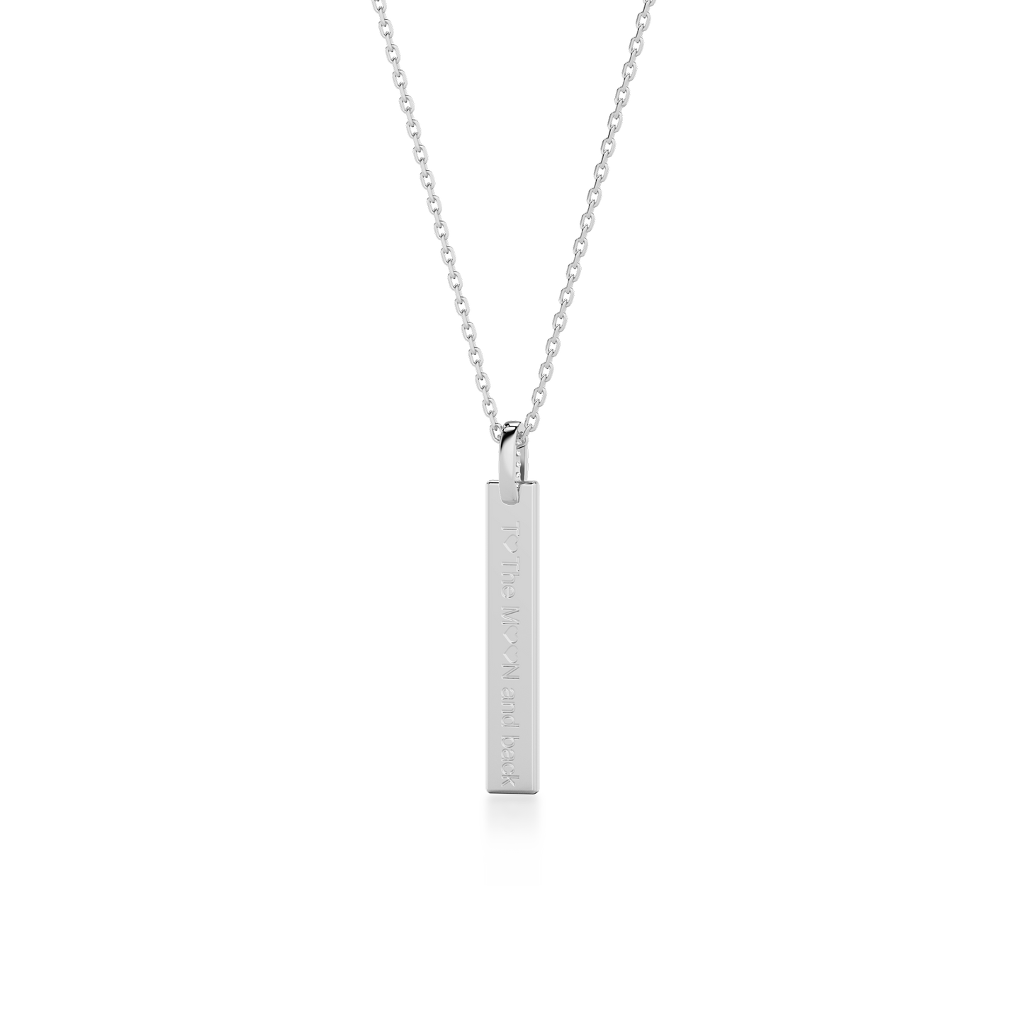 Rhodium Plated Long Rectangle Engravable Necklace