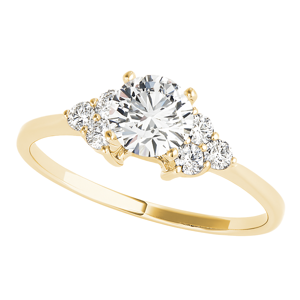 The Aurea | 1.02ct Lab-Grown Round Diamond Engagement Ring with Natural Diamond Accents in 14K Yellow Gold