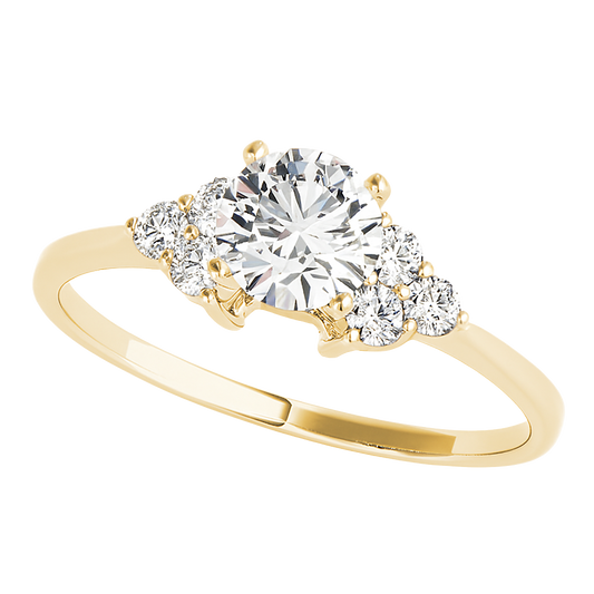 The Aurea | 1.02ct Lab-Grown Round Diamond Engagement Ring with Natural Diamond Accents in 14K Yellow Gold