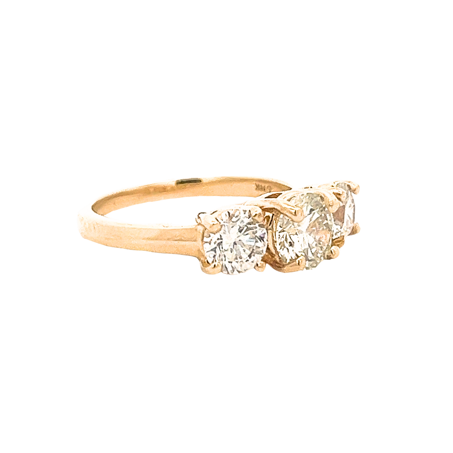 The Eloise | 0.90ct Lab-Grown Round Diamond Three-Stone Engagement Ring in 14K Yellow Gold with Matching Side Stones