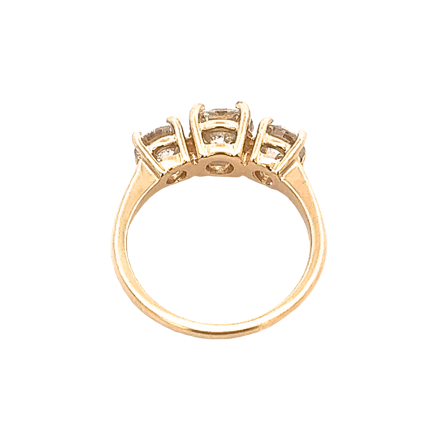 The Eloise | 0.90ct Lab-Grown Round Diamond Three-Stone Engagement Ring in 14K Yellow Gold with Matching Side Stones