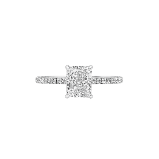 The Nova | 1.55ct Lab-Grown Radiant Diamond Engagement Ring with Hidden Halo in 14K White Gold