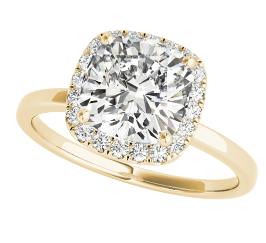 The Odelle | 0.83ct Lab-Grown Cushion Diamond Halo Engagement Ring in 14K Yellow Gold (1.00CTW)