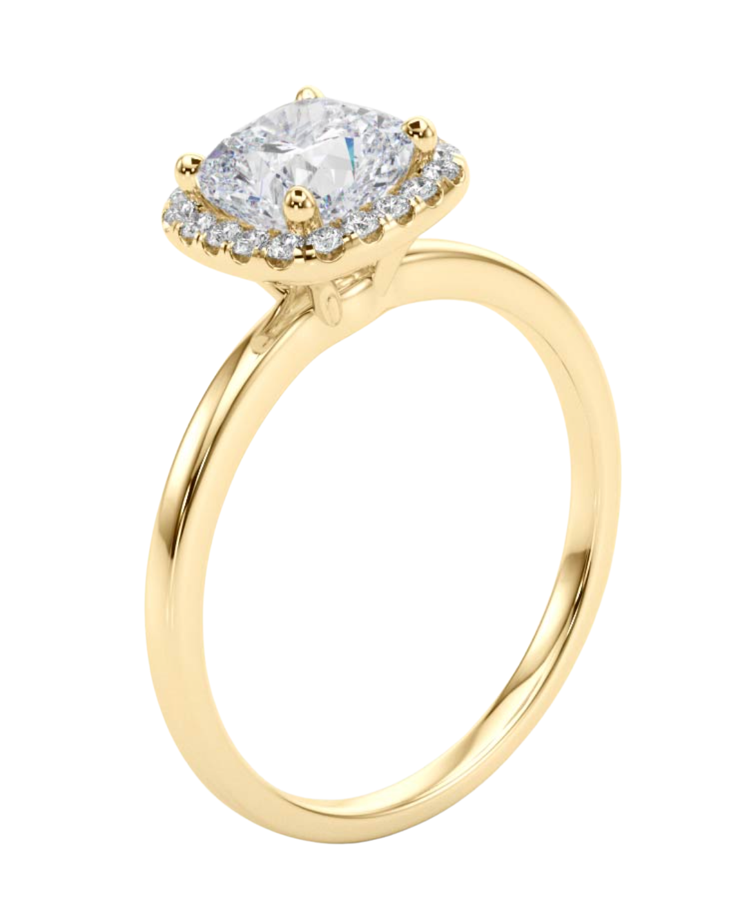 The Odelle | 0.83ct Lab-Grown Cushion Diamond Halo Engagement Ring in 14K Yellow Gold (1.00CTW)