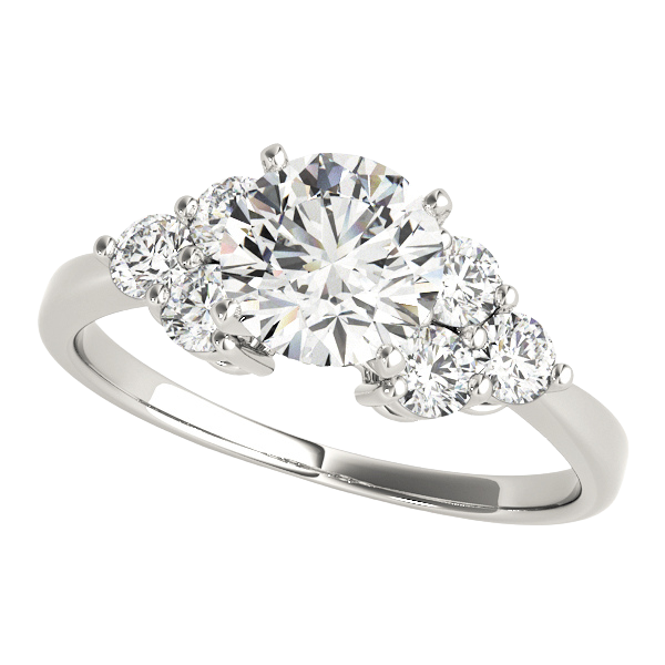 The Solene | 1.90ct Lab-Grown Round Diamond Engagement Ring with Mined Diamond Cluster Side Stones in 14K White Gold