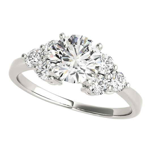 The Solene | 1.90ct Lab-Grown Round Diamond Engagement Ring with Mined Diamond Cluster Side Stones in 14K White Gold