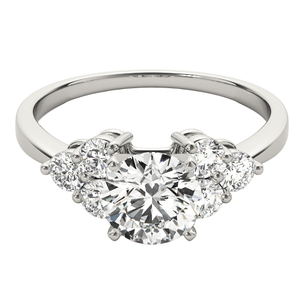 The Solene | 1.90ct Lab-Grown Round Diamond Engagement Ring with Mined Diamond Cluster Side Stones in 14K White Gold
