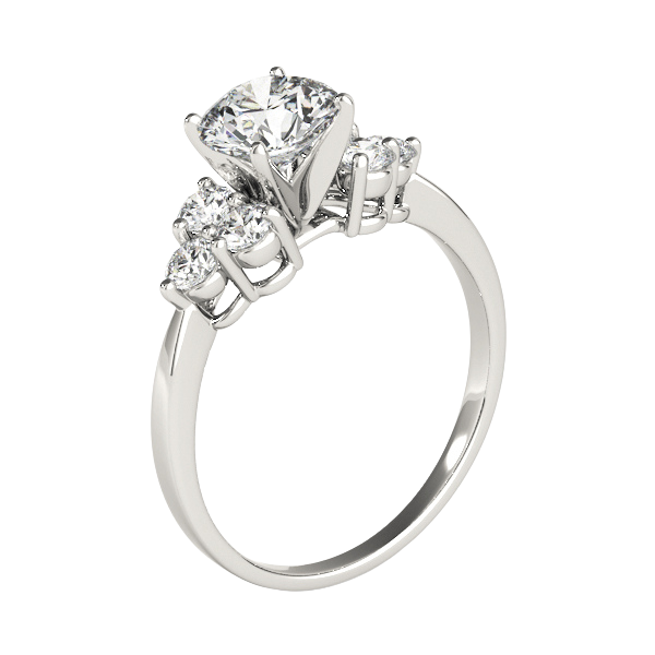 The Solene | 1.90ct Lab-Grown Round Diamond Engagement Ring with Mined Diamond Cluster Side Stones in 14K White Gold