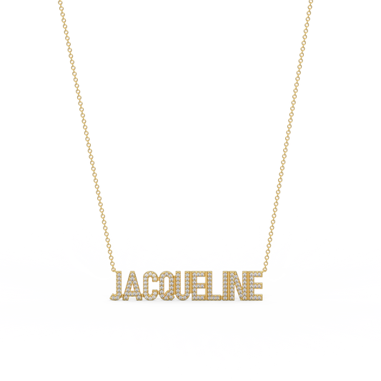 Signature pavé block name necklace