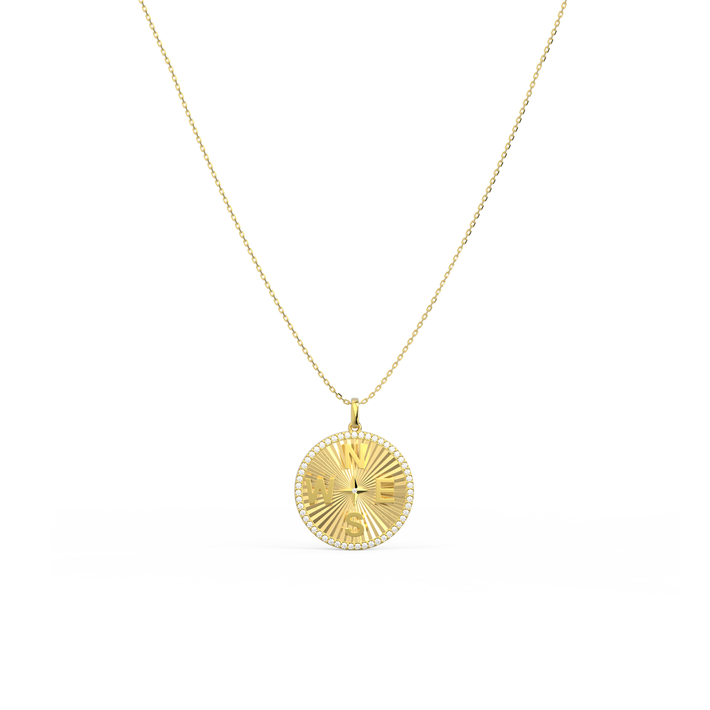 18k Gold Plated Personal Story Medallion Necklace – Lucky Symbol & Engravable（Pleated)