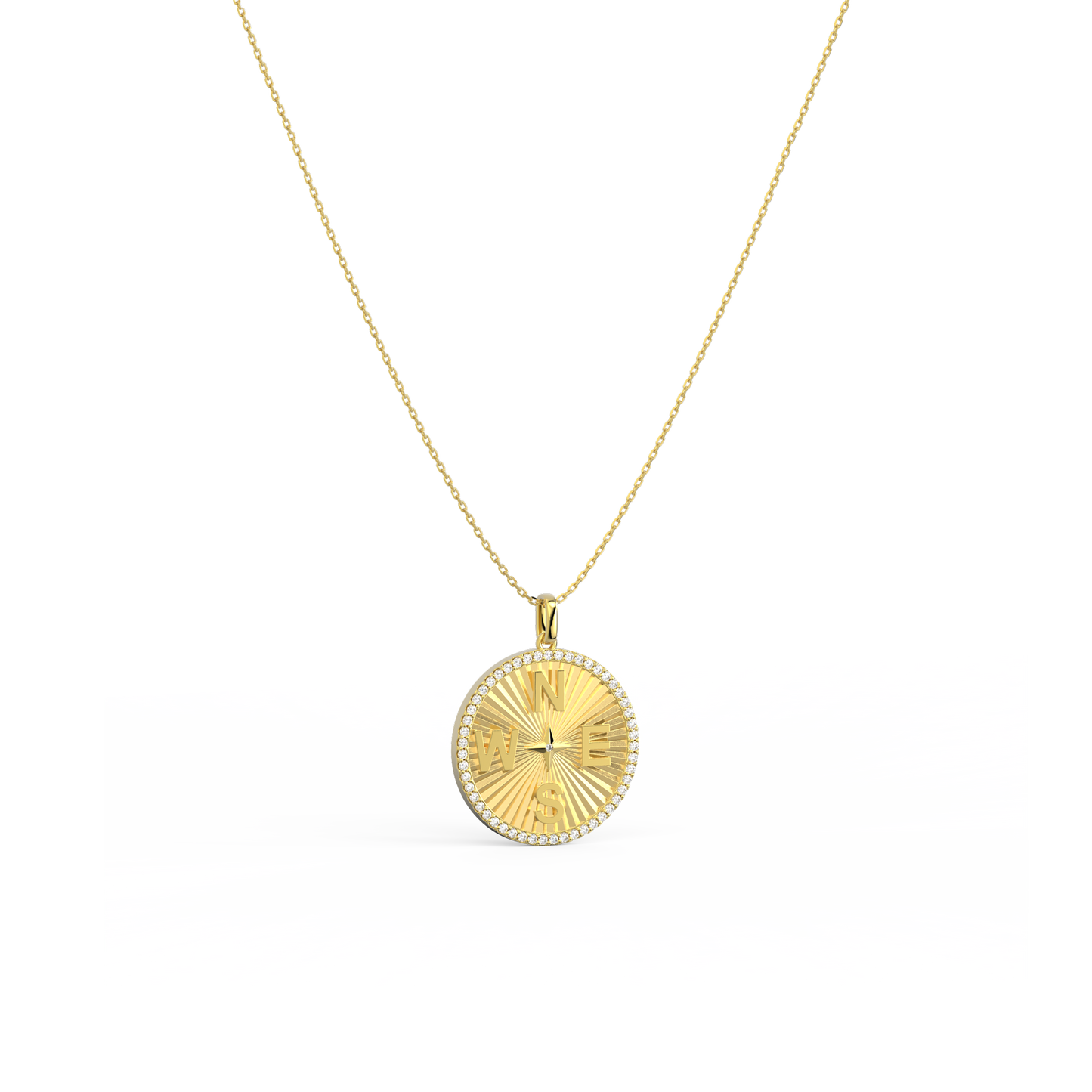 18k Gold Plated Personal Story Medallion Necklace – Lucky Symbol & Engravable（Pleated)