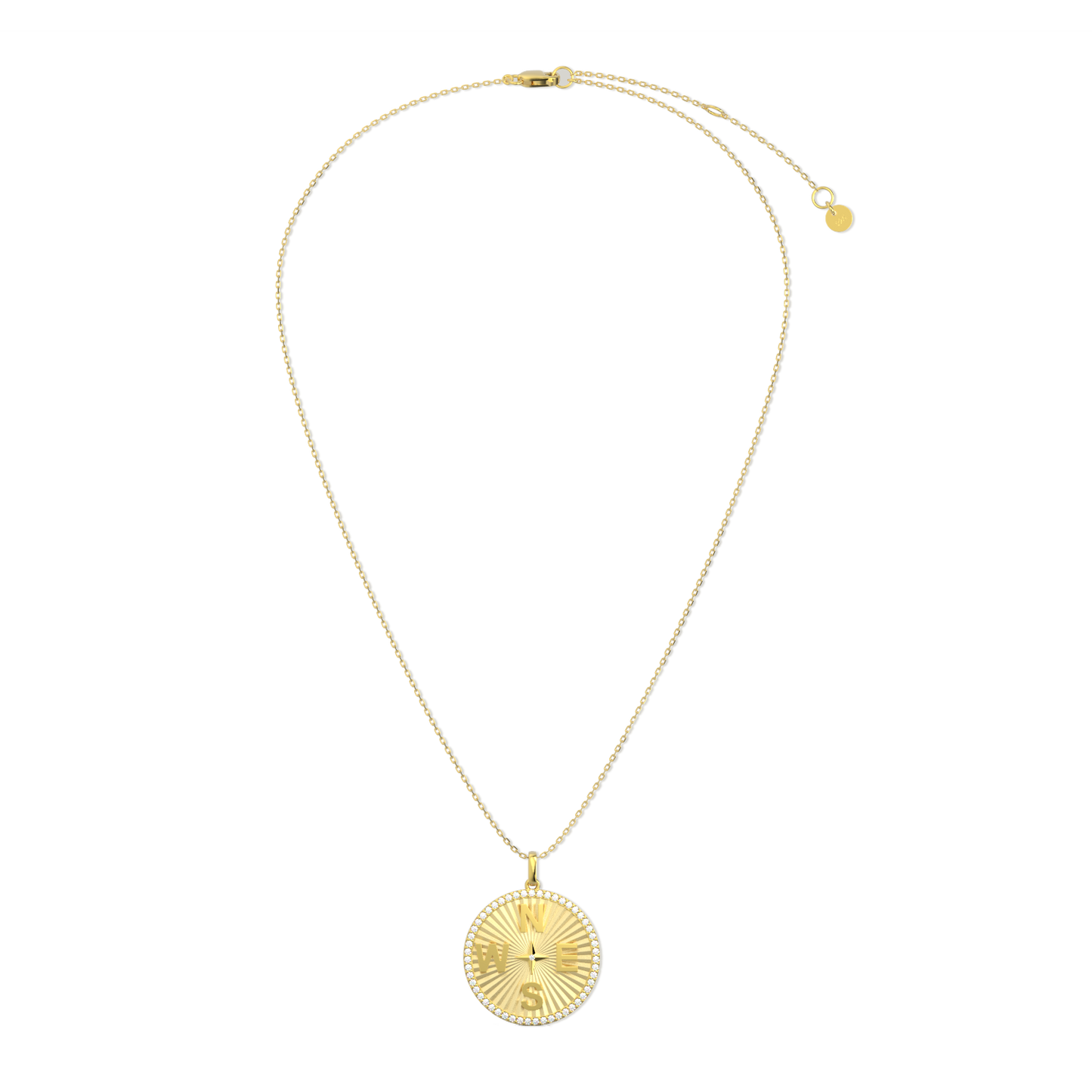 18k Gold Plated Personal Story Medallion Necklace – Lucky Symbol & Engravable（Pleated)