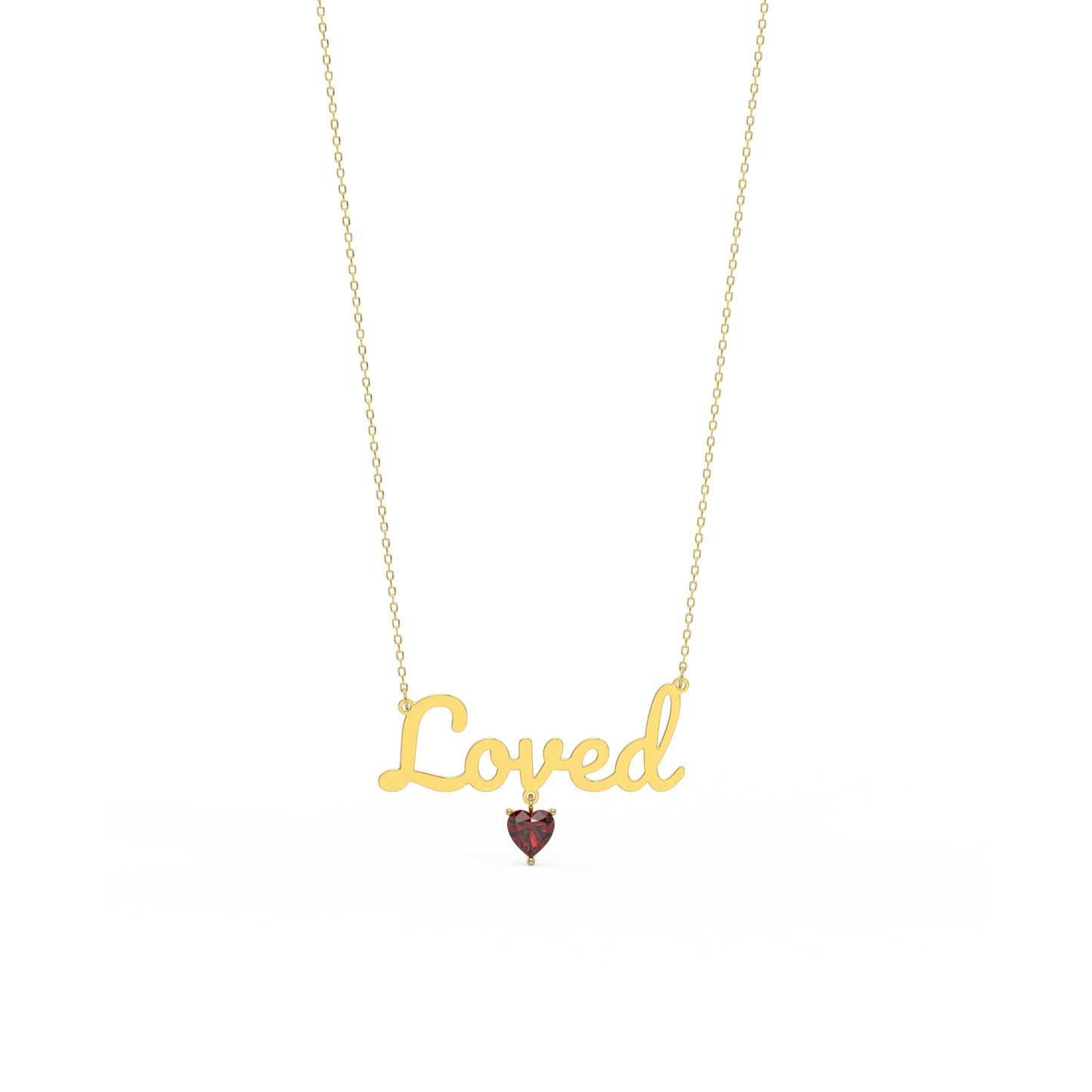 18k Gold Plated Heart Birthstone Name Necklace
