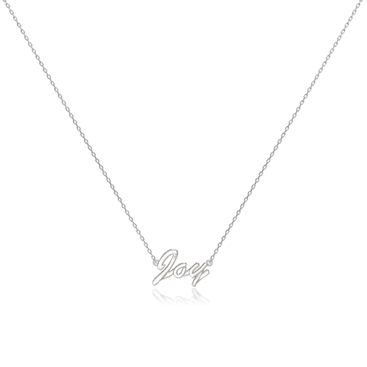 Rhodium Plated Classic Name Necklace