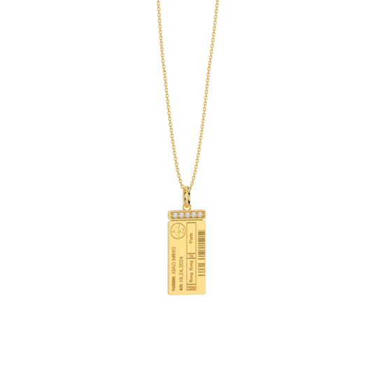 Luxe Woman Boarding Ticket Necklace